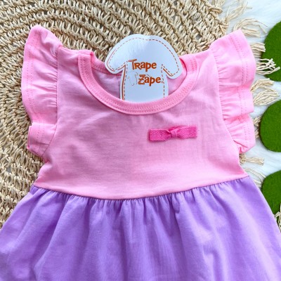 Vestido Três Marias com laço Rosa e lilás